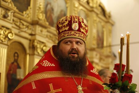 Belarus, Gomel city, celebrating the church holiday of Easter in St. Nicholas Monastery 01.05. 2016 year.Unknown priest in formal attireのeditorial素材