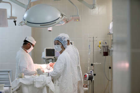 City Gomel Belarus 01june 2017. Gomel medical hospital.Doctors do the operation to an unknown...