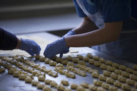 Culinary production.Industrial production of cookies and culinary products.の写真素材
