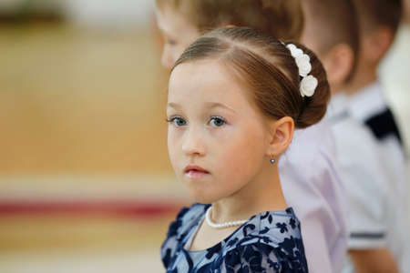 Belarus, the city of Gomel,May 24, 2017,Zyabrovsky kindergarten, graduation day.Portrait of a beautiful girl on holidayのeditorial素材
