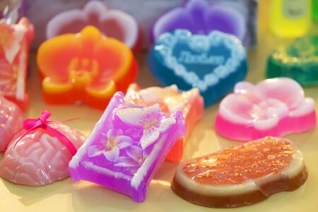 Colorful handmade soap. Handmade soapの写真素材