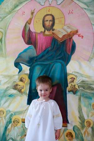 Belarus, the city of Gomel, St. Nicholas Monastery.September 10, 2016.Baptism of the Child.The boy...