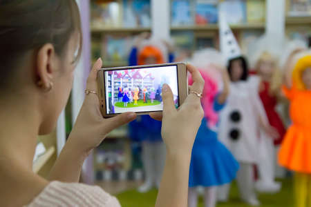 Belarus, the city of Gomel, October 30, 2017. Opening of the children's library department.A woman...