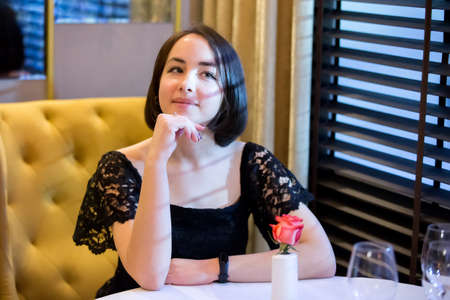 Belarus, the city of Gomil, February 08, 2020. Celebration in the restaurant.Beautiful young girl at...