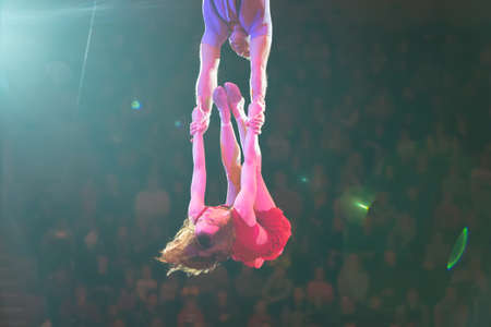 Belarus, Gomel, April 1, 2018. Gomel State Circus. Performance of the team of the Moscow circus...