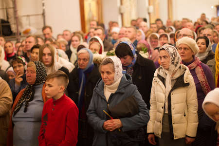 Belarus, Gomel, on April 8, 2018. The Nikolsky Monastery. The celebration of Orthodox Easter. A...