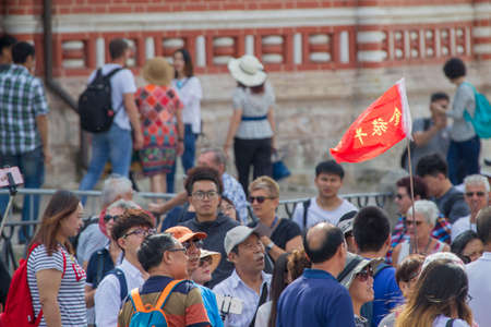 Russia, Moscow, July 29, 2018. The Red Square. Tourists on the Red Square. People in Moscowのeditorial素材