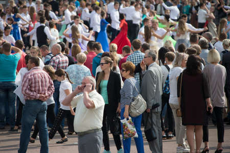 Belarus, the city of Gomel, September 15, 2018. Holiday City Day. Central Park.Crowd in which a lot...