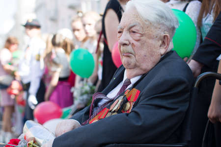 Belarus, the city of Gomel, May 9, 2018. Holiday Victory Day. Central Park.A veteran of the second worldのeditorial素材