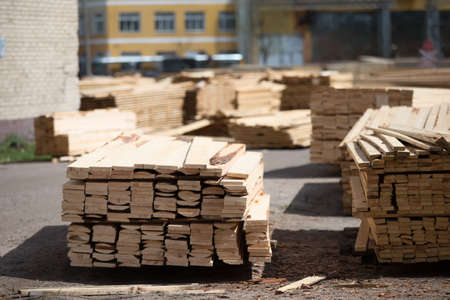 Woodworking industry.Wooden warehouseの写真素材