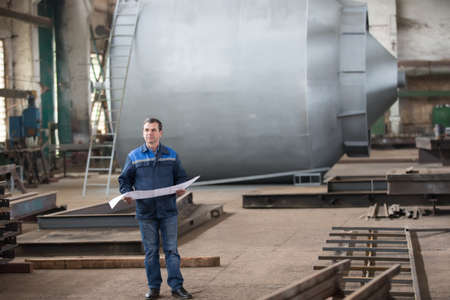 Belarus, the city of Gomel, April 25, 2018. Metallurgical plant. Worker of the plant with a...