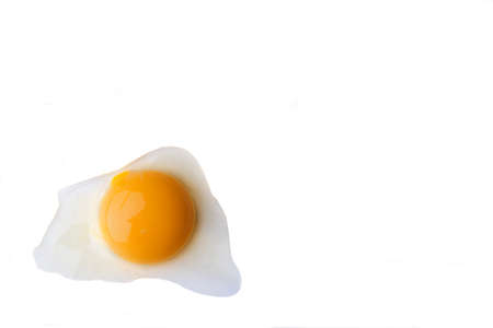 Scrambled eggs on a white background. Fried Broken Egg.の写真素材