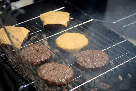 Fried meat patties for a hamburger.