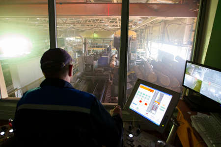 Belarus, the city of Gomil on April 29, 2019. Wood processing plant.Wood processing industry. Wood...
