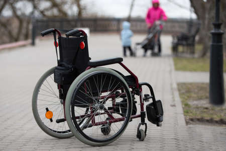 Wheelchair on the streetの写真素材