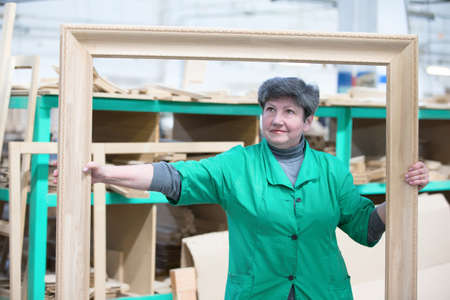 Belarus, the city of Gomel, on April 26, 2018. Furniture manufacturing. Open Day. The worker of a...