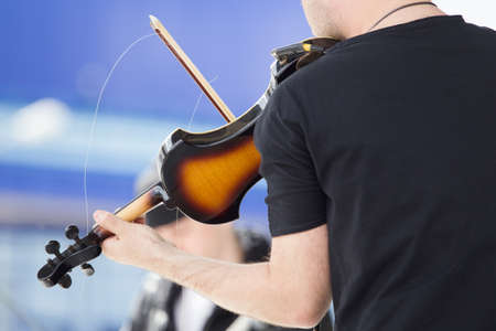 Playing electric violinの写真素材