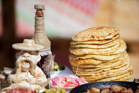A stack of delicious pancakes for Shrovetide.の写真素材