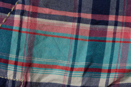 Texture of checkered cotton fabric close-up.の写真素材