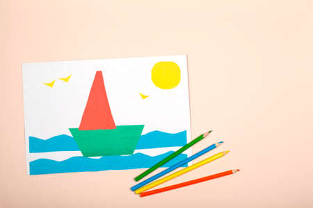 paper crafts for kids. Application of children's creativity. Kindergarten and craft school. On a...