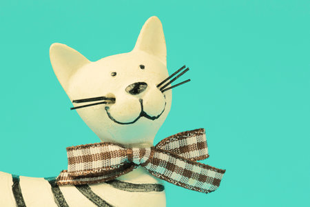Vintage muzzle of a cat culture on an emerald background.の写真素材