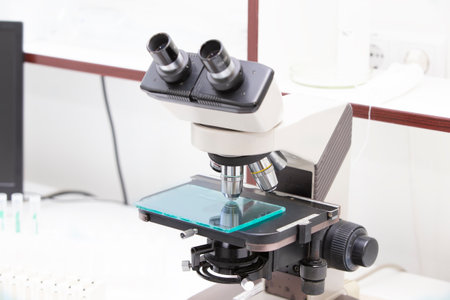 Medical microscope for the study of biological material.
