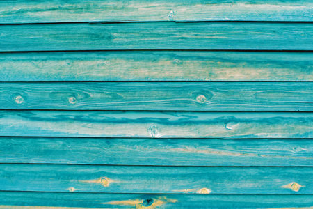 Turquoise background of wooden boards.の写真素材
