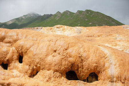 Formation of mineral water deposits. Geological formations in Georgia.の写真素材