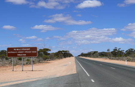 Australia`s longest straight road, 146,6 km.  Western Australia, near Esperance.の写真素材