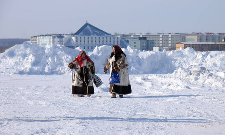 Nadym, Russia -  March 17, 2006: the national holiday, the day of the reindeer herder in Nadym.のeditorial素材