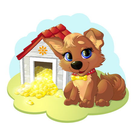Happy cartoon puppyのイラスト素材