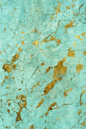 marble, concrete texture. old, vintage celadon green, Fortuna Gold background. gold, turquoiseの写真素材