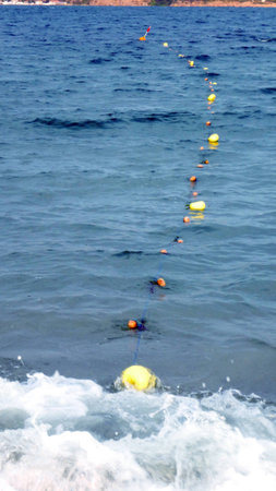 The buoys at seaの写真素材