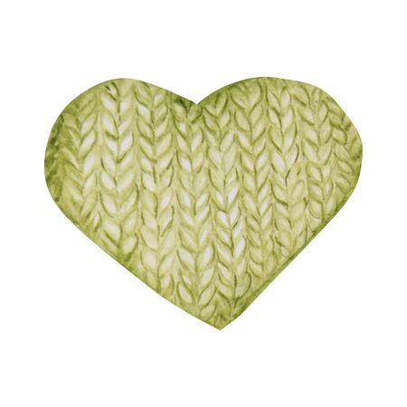 Watercolor Knitting and Crocheting , Wool heart. Hand drawn knitted heartの写真素材
