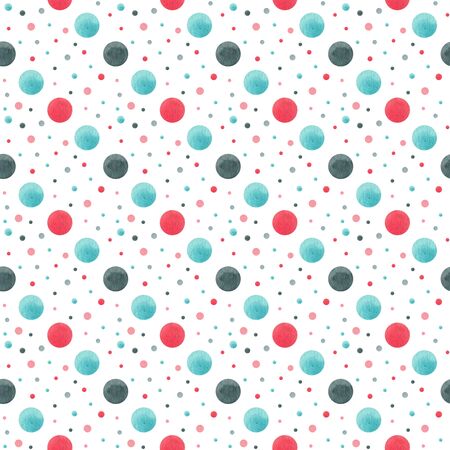 Polka dots Seamless pattern, dotted fabric texture colorful on white retro style background for kids blog, web design, scrapbooks, party or baby shower invitations and wedding cardsの写真素材
