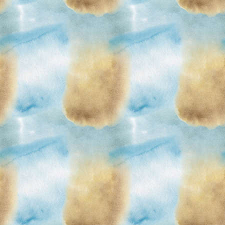 Hand painted watercolor abstract background seamless pattern. Aquarelle painted paper textured canvas for vintage design, invitation card, template. Sky shades simple blue color illustrationの写真素材