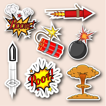 Dynamite stickers. Bomb, boom, poof.