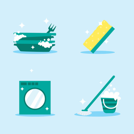 Flat cleaning service icon set vector illustrationのイラスト素材