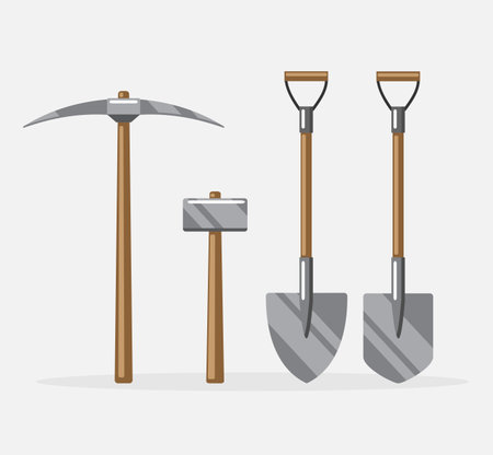 Shovels, crowbars, and hammers. vector illustrationのイラスト素材