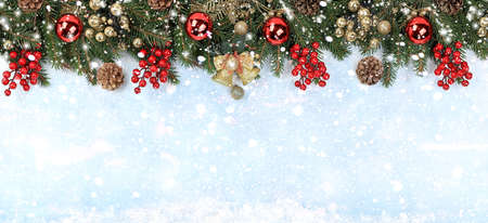 Christmas background and new year concept, winter banner, abstract defocused light background with...