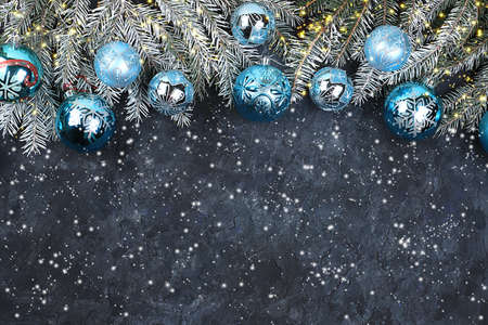 Christmas background and new year concept, winter banner, abstract defocused dark grunge background...