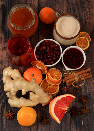 Healthy natural products with vitamin C for flu and colds. Select fresh fruits and vegetables and...