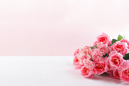 Abstract floral composition, still life, spring background or banner, beautiful flowers and butterflies with space for text, holiday concept. Card for Mother's Day, Women's Day, Happy Birthday, Wedding, selective focusの写真素材