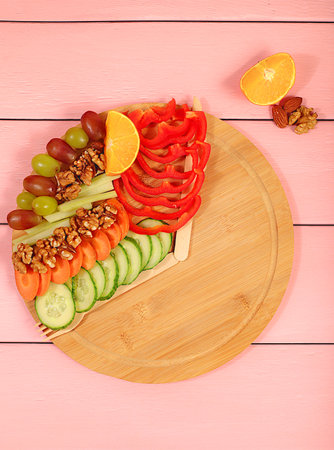 Diet food and raw food concept, healthy organic products for weight loss and weight reduction, intermittent fasting. Healthy breakfast with ingredients, menu for cafe or restaurant, kitchen background, selective focusの写真素材