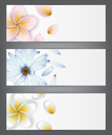 Set of paper flower headers. のイラスト素材
