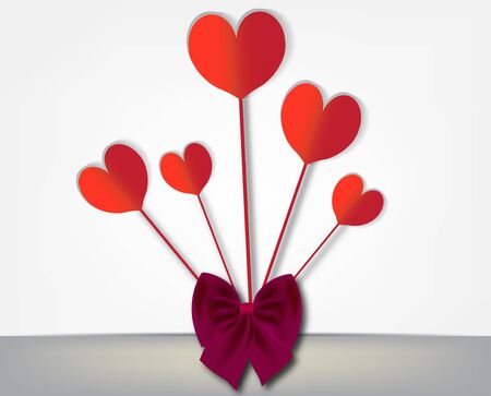 Heart bouquet of paper with a bow. のイラスト素材