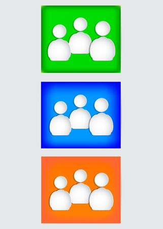 The human figures on paper. Green, red and blue backgroundのイラスト素材