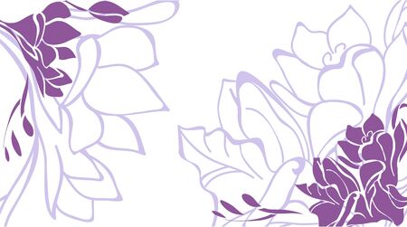 White background with purple peonies flowers ornament. Vector paper illustration.のイラスト素材
