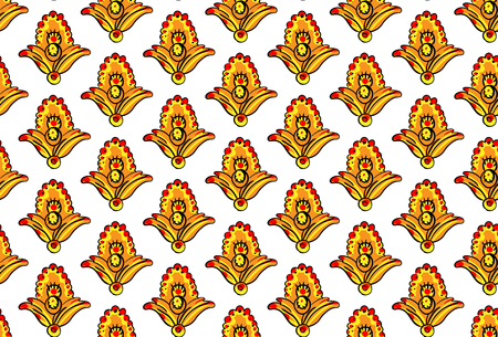 Abstract orange seamless ethnic pattern on white background. Vector illustration.のイラスト素材