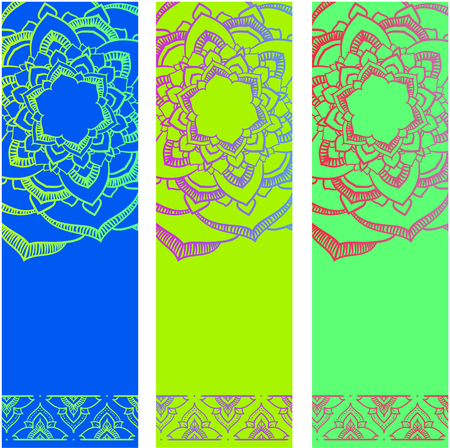 Backgrounds set with colorful mandalas with oriental ornament. Vector illustration.のイラスト素材